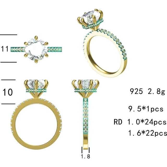 Brianna Brilliant Cut Round Modern Moissanite 6 Prong Hidden Halo Ring (CAD)