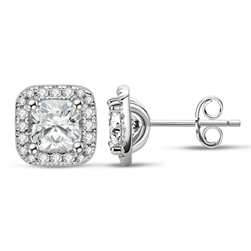 Cushion Cut Cushion Halo Earrings 