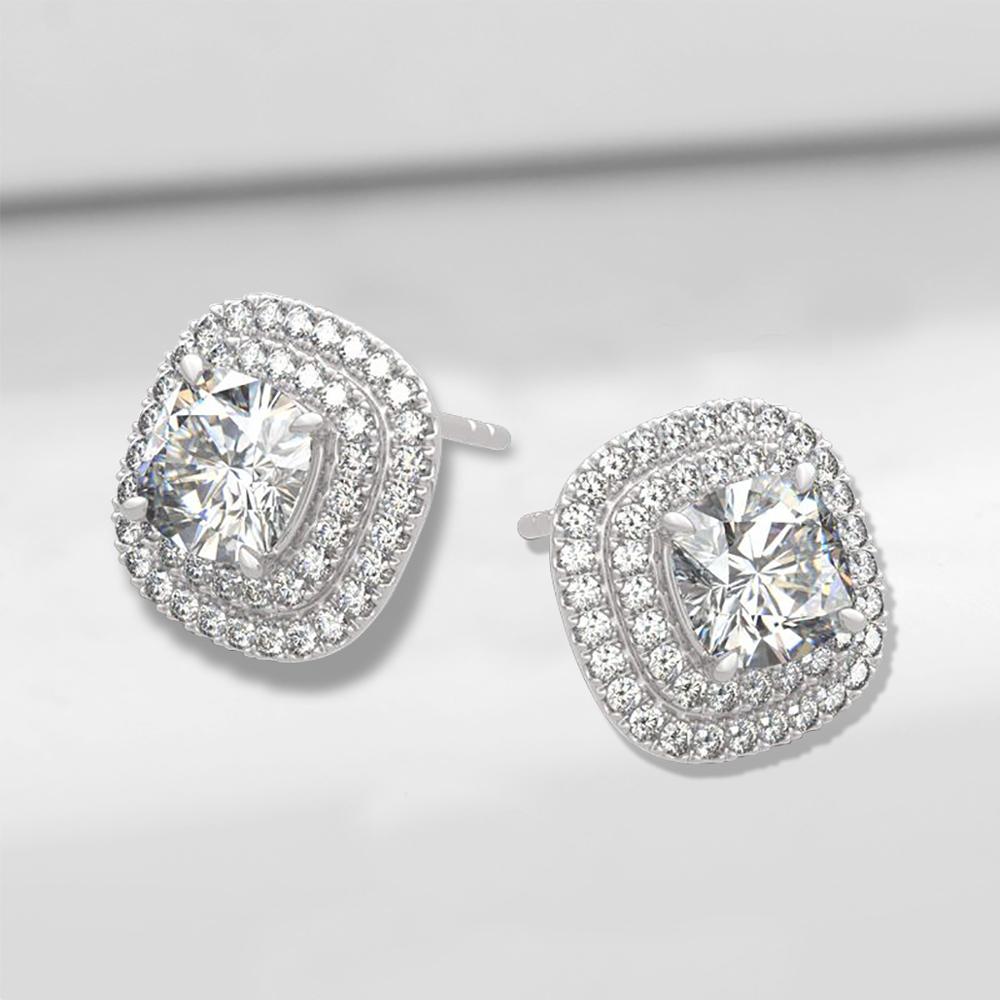 Cushion Cut Cushion Halo Earrings 