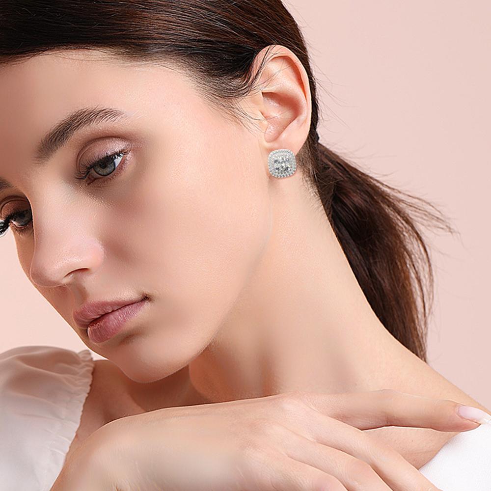 Cushion Cut Cushion Halo Earrings 