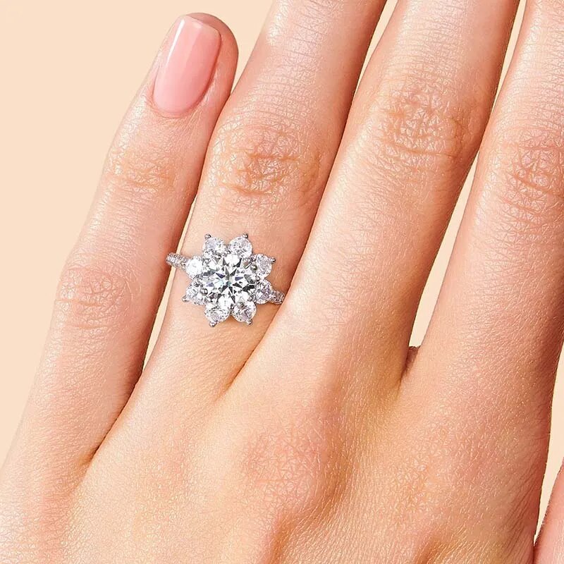 Lola Round Moissanite Lotus Halo Ring (2)