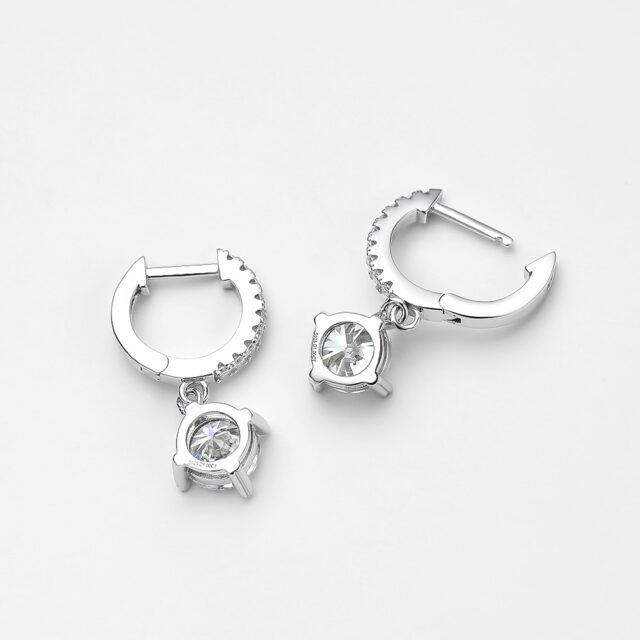 Lynneth Moissanite Brilliant Drop Earrings (Rear) Lynneth Moissanite Brilliant Drop Earrings