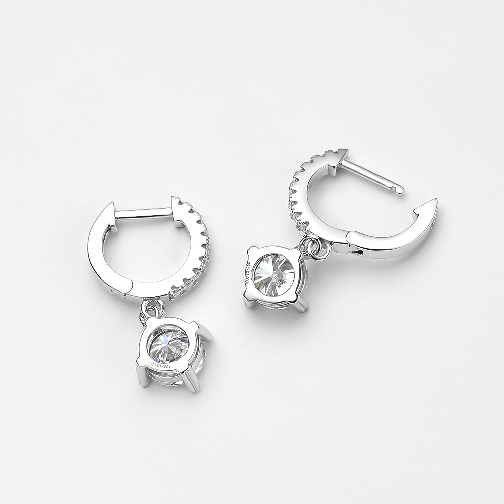 Lynneth Moissanite Brilliant Drop Earrings (Rear) Lynneth Moissanite Brilliant Drop Earrings