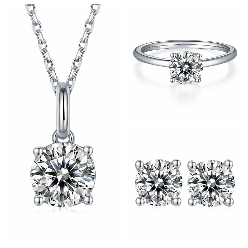 Moissanite Solitaire Jewelry Sets (5) Moissanite Solitaire Jewelry Set