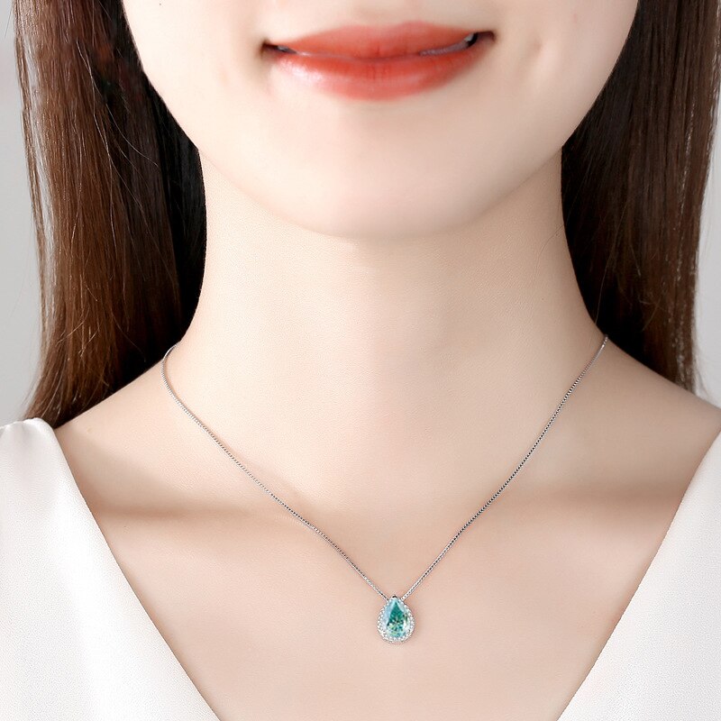 Pear Halo Pendant (Blue Green Modelled) Pear Halo Pendant (Blue Green Modelled)