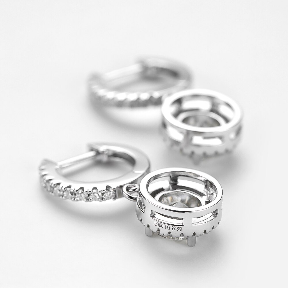 Rosemary Moissanite Round Halo Drop Earrings (7) Rosemary Moissanite Round Halo Drop Earrings