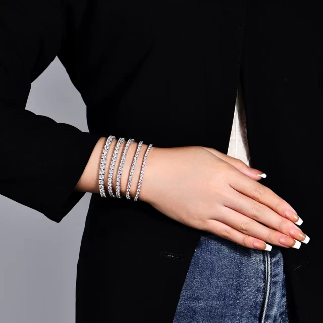 Tessa Round Moissanite Tennis Bracelet - various modelled (2)