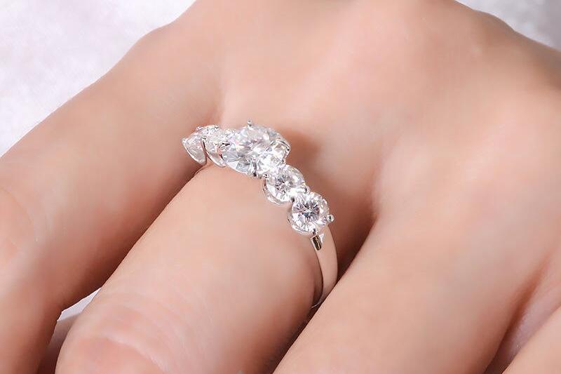 Moissanite Quintet Ring