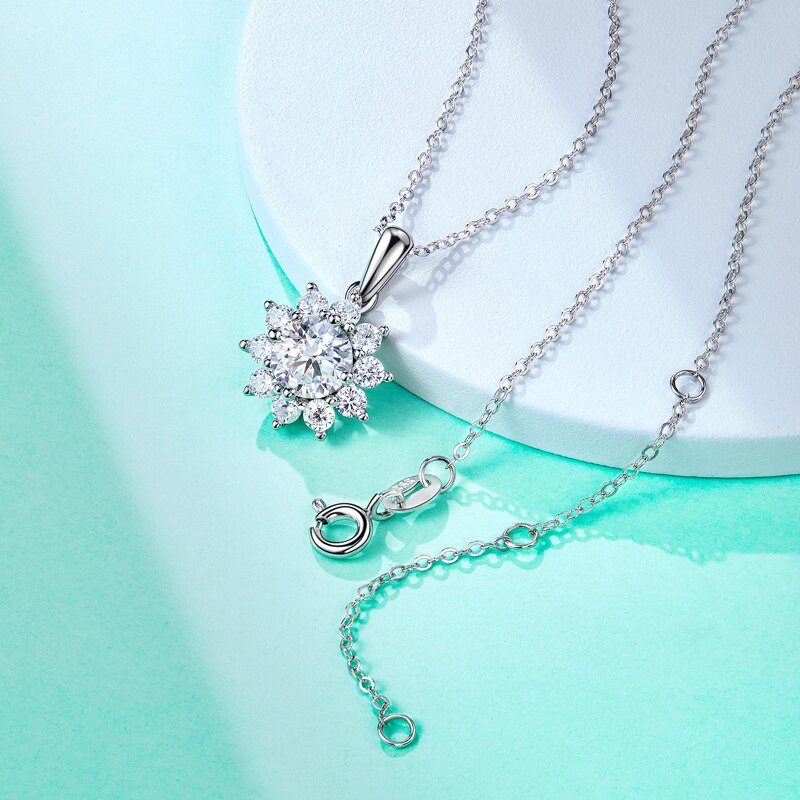 2ct Round Moissanite Lotus Halo Pendant (1) 2ct Round Moissanite Lotus Halo Pendant