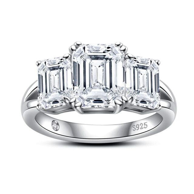 Eloise 5TCW Moissanite Emerald Cut Trilogy Ring