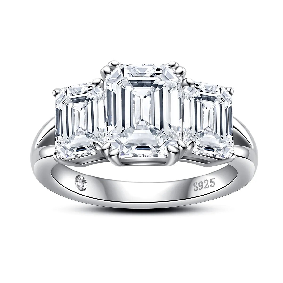 Eloise 5TCW Moissanite Emerald Cut Trilogy Ring Eloise 5TCW Moissanite Emerald Cut Trilogy Ring