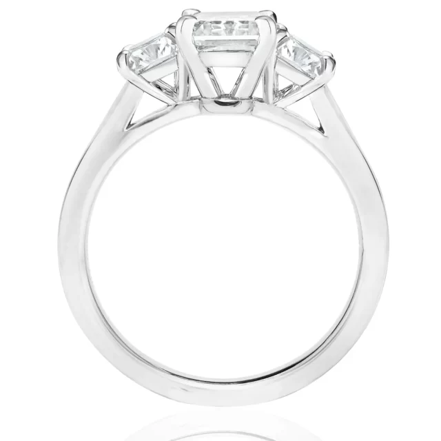 Eloise Moissanite Emerald Cut Trilogy Ring (2TCW)