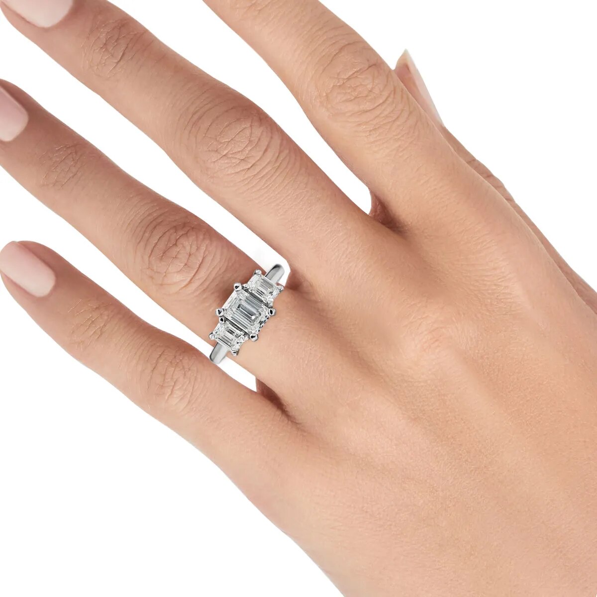 Eloise Moissanite Emerald Cut Trilogy Ring (2TCW) (1) Eloise Moissanite Emerald Cut Trilogy Ring (2TCW)