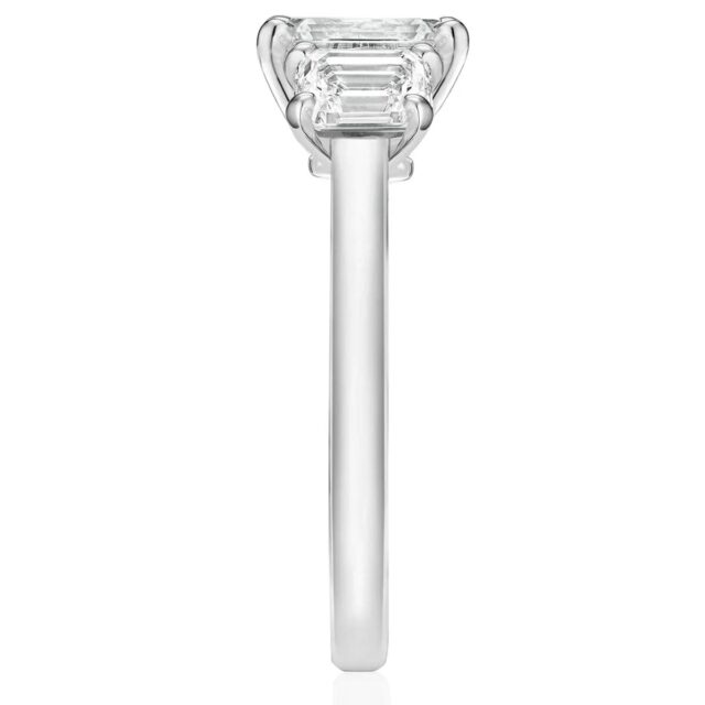 Eloise Moissanite Emerald Cut Trilogy Ring (2TCW)