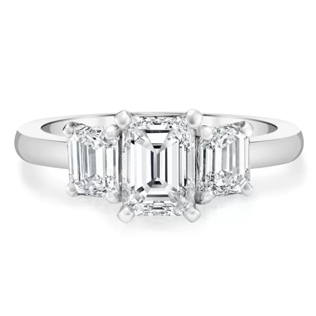 Eloise Moissanite Emerald Cut Trilogy Ring (2TCW)