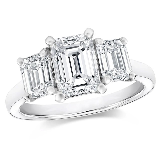 Eloise Moissanite Emerald Cut Trilogy Ring (2TCW)