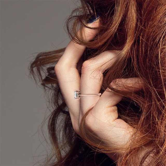 Moissanite Emerald Cut Trilogy Ring (RG Modelled)