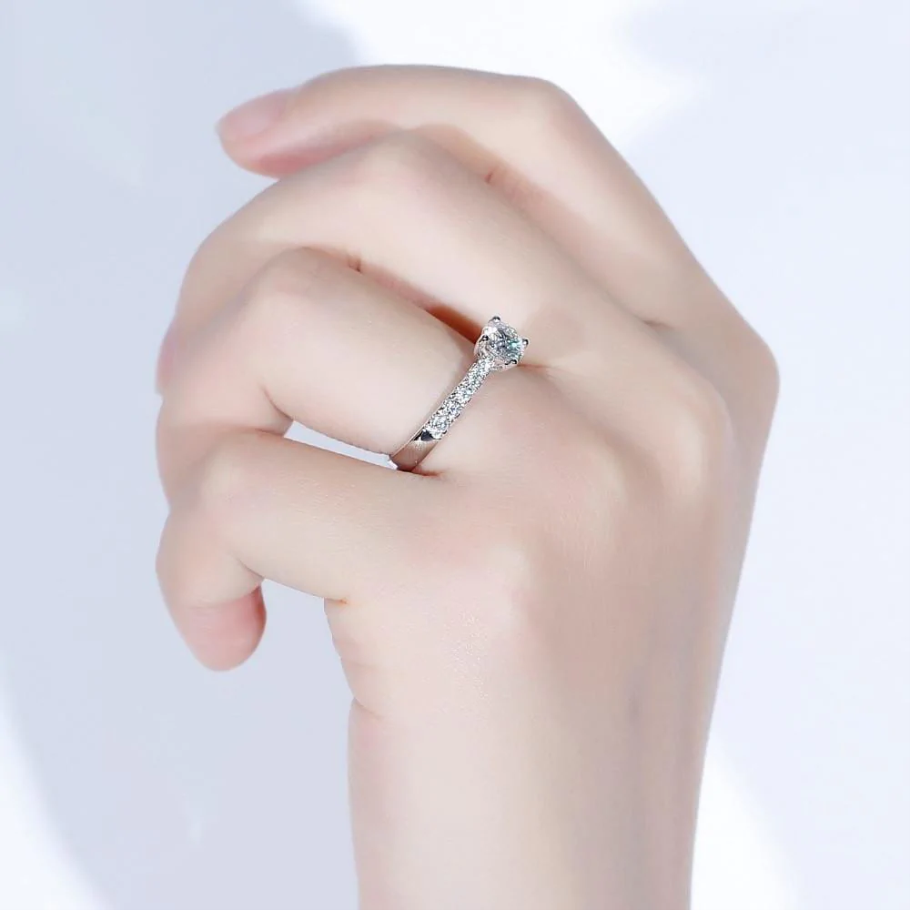 0.5ct Round 4 Prong Half Pave Band 0.5ct Round 4 Prong Half Pave Band