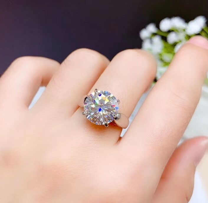 5ct Moissanite 4 Prong Cathedral Set Ring 