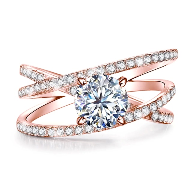 Freyda 1ct Round Moissanite Freeform Engagement Ring (1) 1 Carat Moissanite Free Form Engagement Ring
