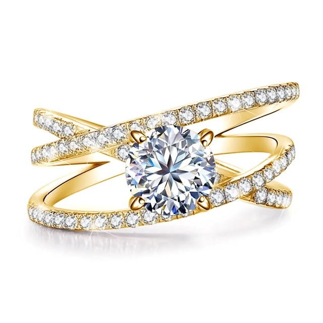 Freyda 1ct Round Moissanite Freeform Engagement Ring (4) 1 Carat Moissanite Free Form Engagement Ring