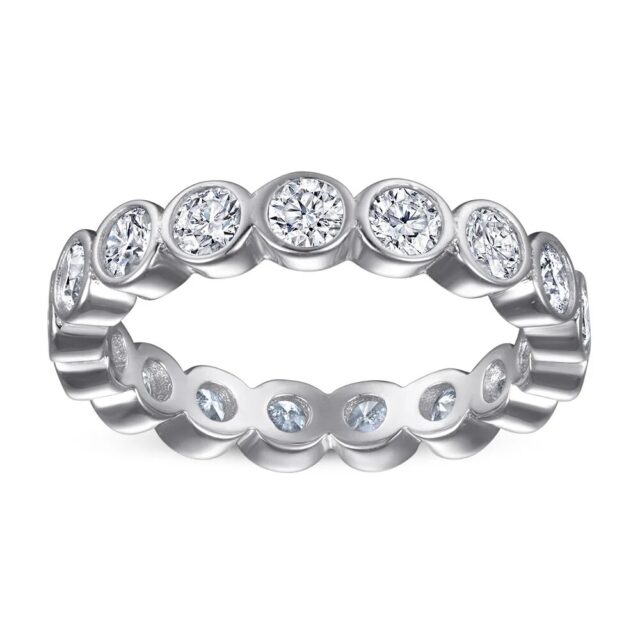 Round Moissanite Bezel Eternity Ring (1)