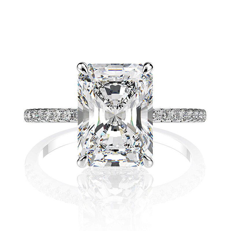 4ct Radiant Cut Moissanite Hidden Halo Ring (3)