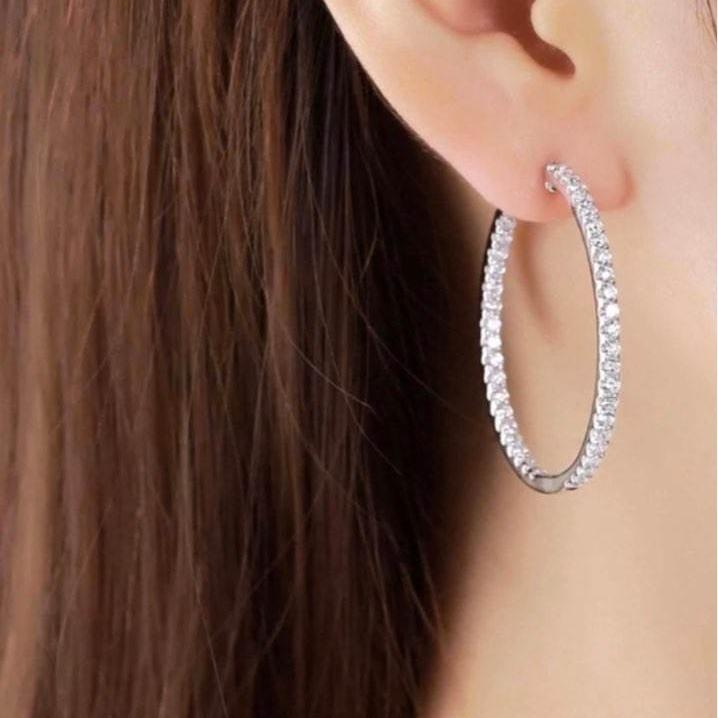 Genuine Moissanite Hoop Earrings Genuine Moissanite Hoop Earrings