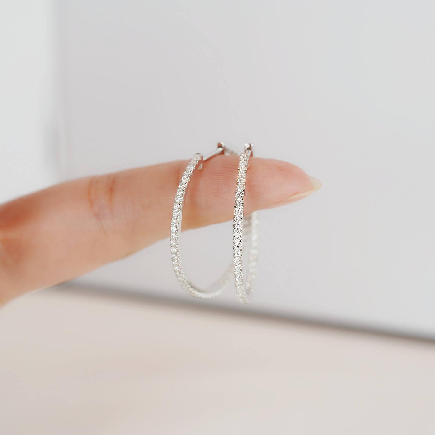 Genuine Moissanite Hoop Earrings Genuine Moissanite Hoop Earrings