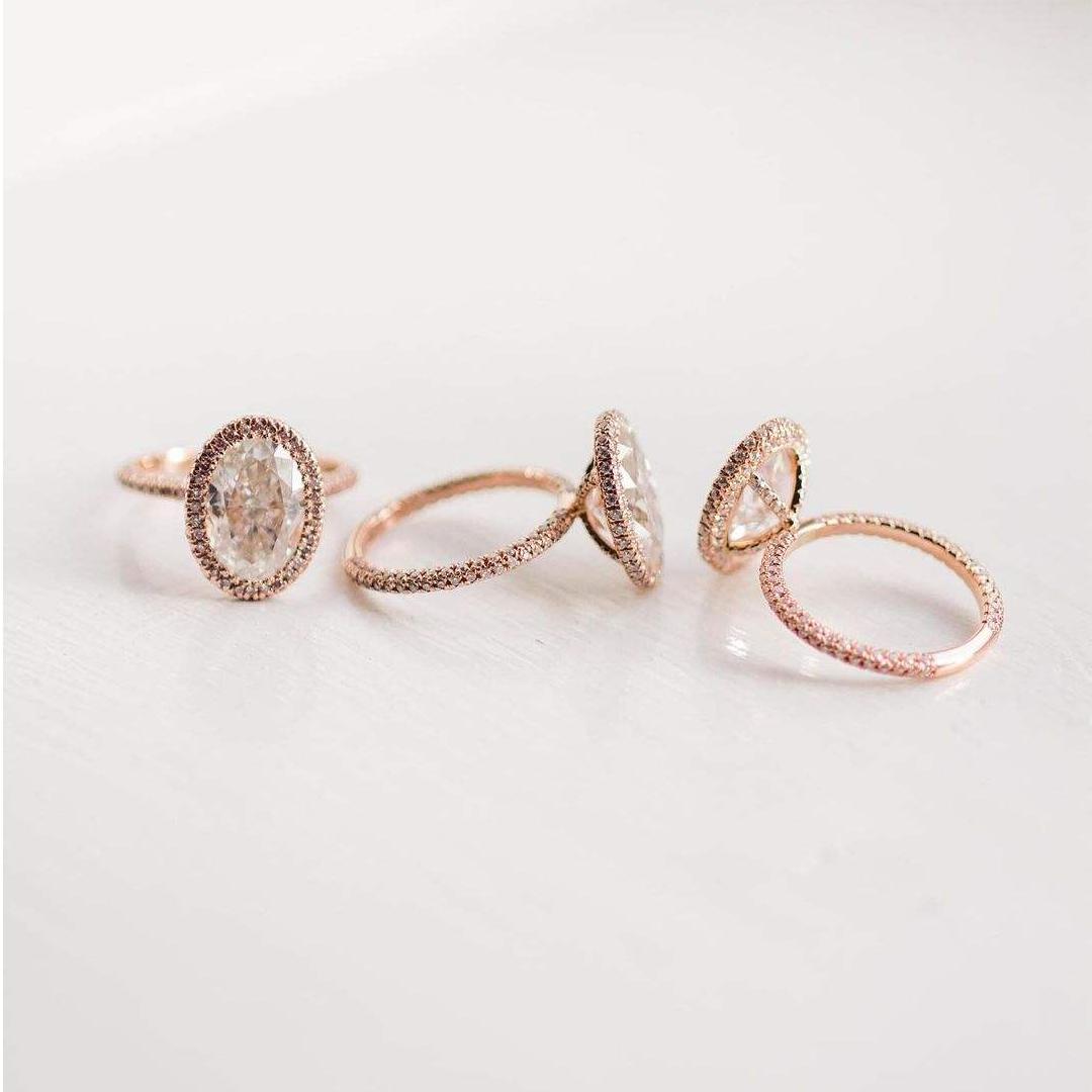 4.5 Carat Hybrid Oval Cut Moissanite Halo Ring 4.5 Carat Hybrid Oval Cut Moissanite Halo Ring