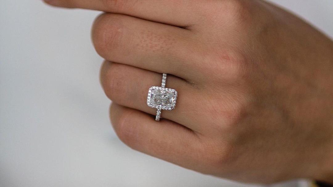 2ct Modern Radiant Cut Moissanite Halo Ring (3) 2ct Modern Radiant Cut Moissanite Halo ring