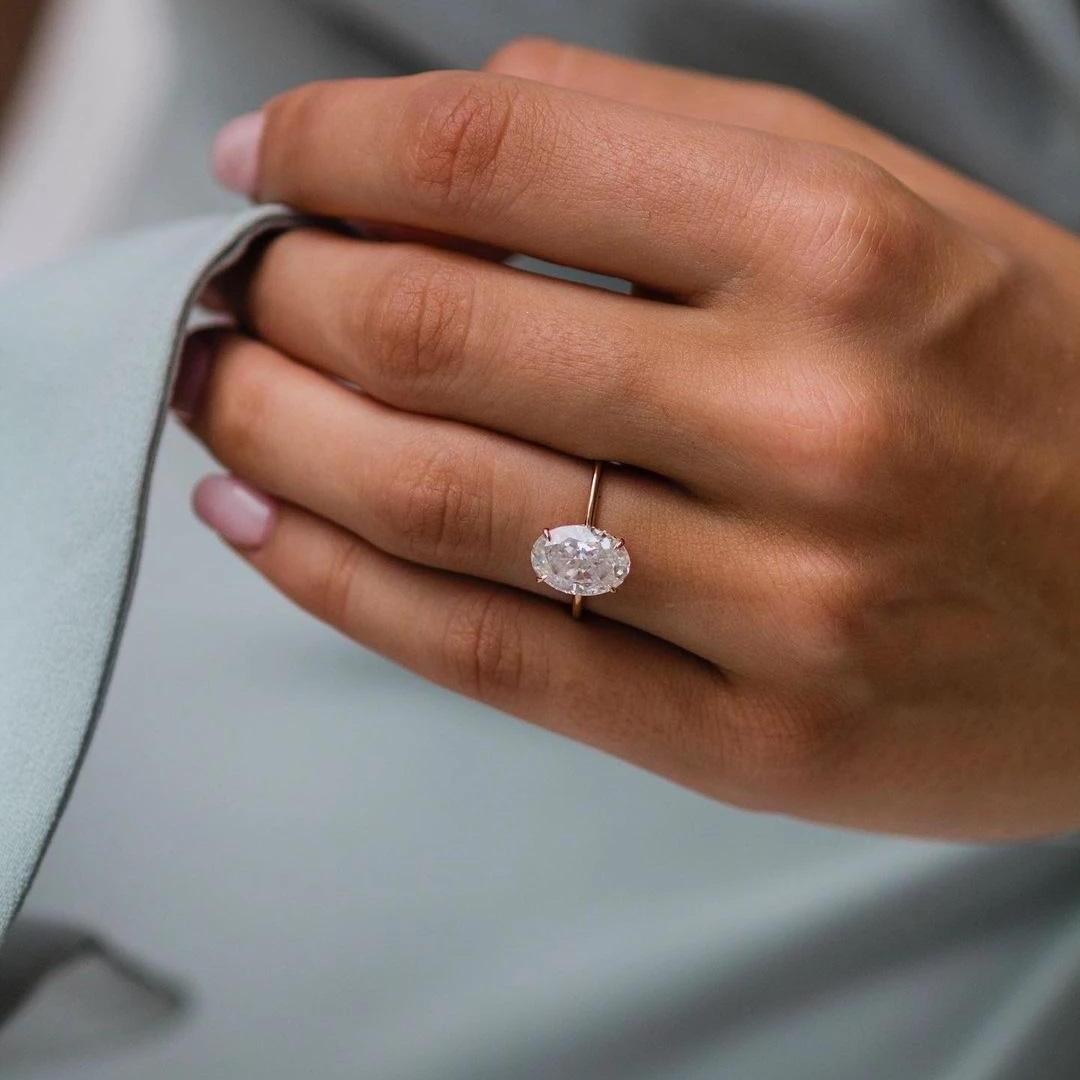 3 Carat Modern Oval Genuine Moissanite Hidden Halo Ring 3 Carat Modern Oval Genuine Moissanite Hidden Halo Ring