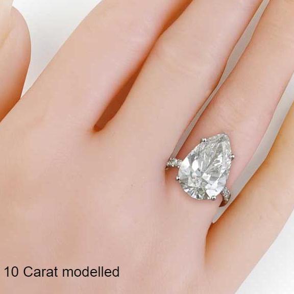 5 or 10 Carat Pear Moissanite Solitaire Ring 5 or 10 Carat Pear Moissanite Solitaire Ring