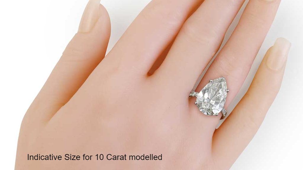 10ct pear moissanite solitaire ring modelled