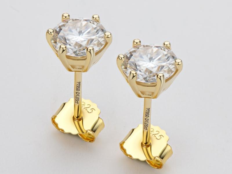 moissanite 6 prong stud earrings (4) moissanite 6 prong stud