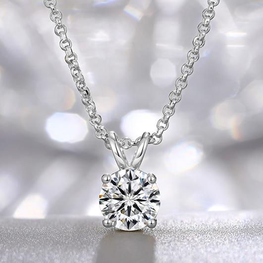 0.1 to 2 Carat Brilliant Cut Moissanite Double Link Pendant + Necklace 0.1 to 2 Carat Brilliant Cut Moissanite Double Link Pendant + Necklace