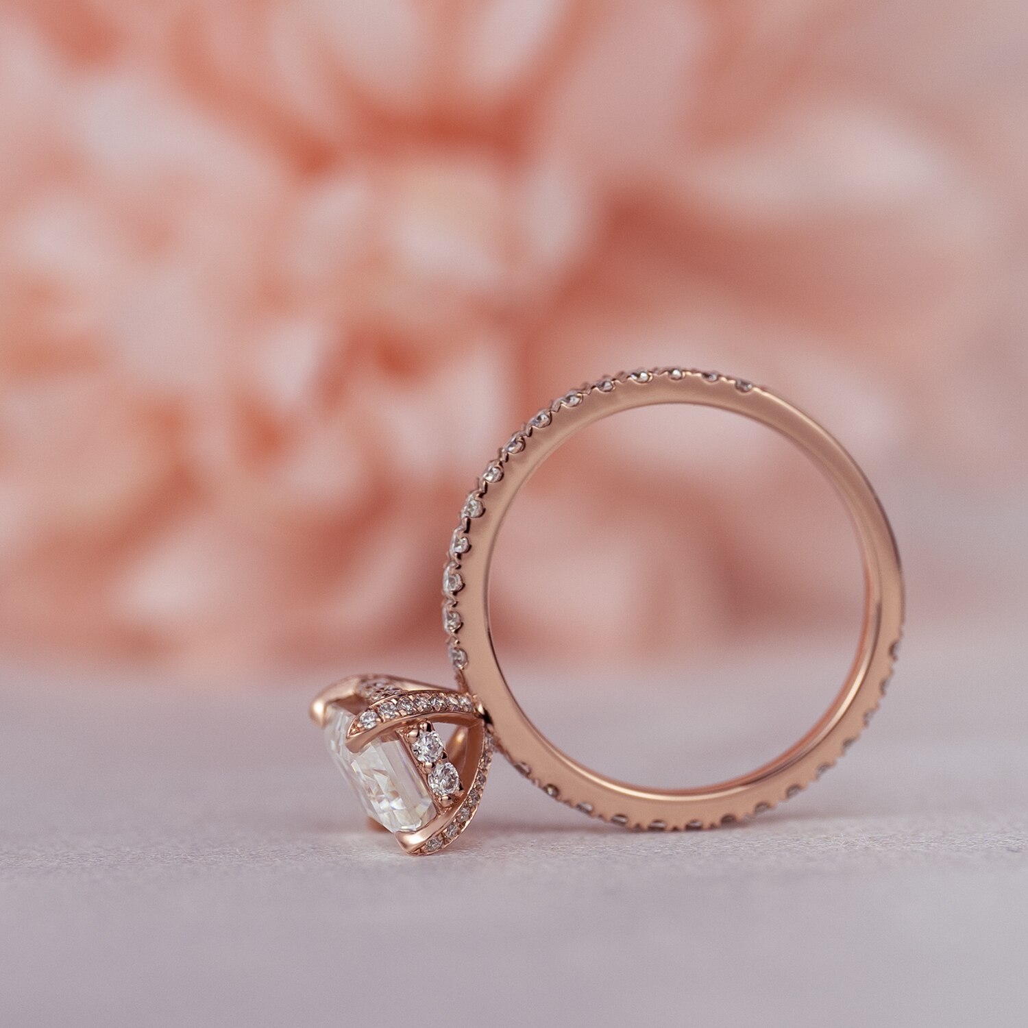 2ct Emerald Cut Hidden Halo Half Pave Band (4)