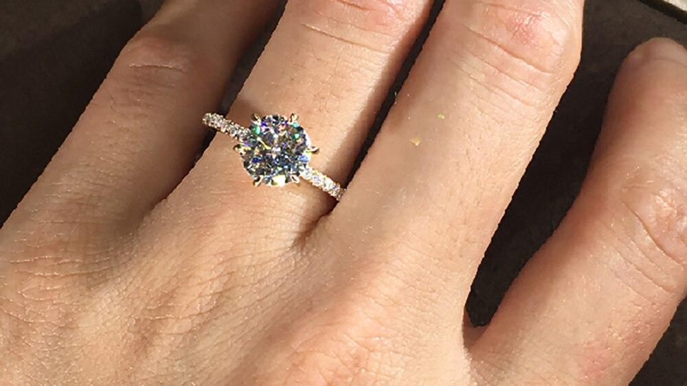 round 6 prong moissanite ring half pave band (1) round 6 prong moissanite ring