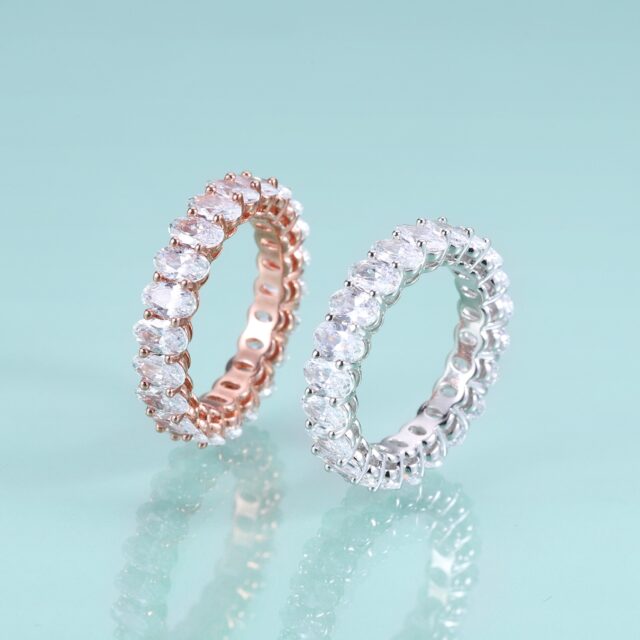 Eliza Elongated Oval Moissanite Eternity Ring