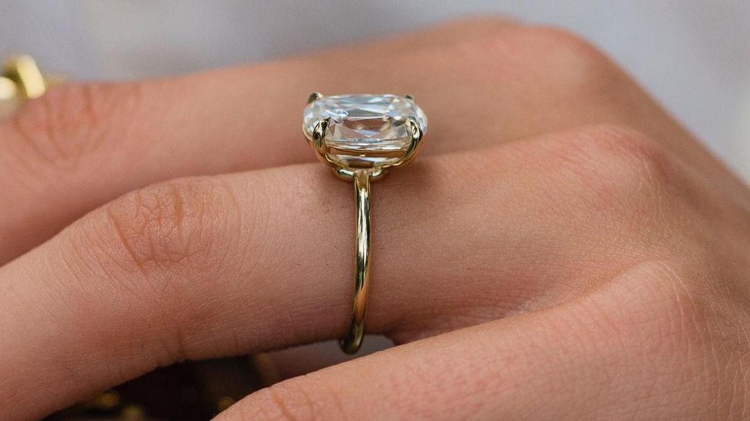Old Mine Cushion Cut Moissanite Solitaire Ring Old Mine Cushion Cut Moissanite Ring