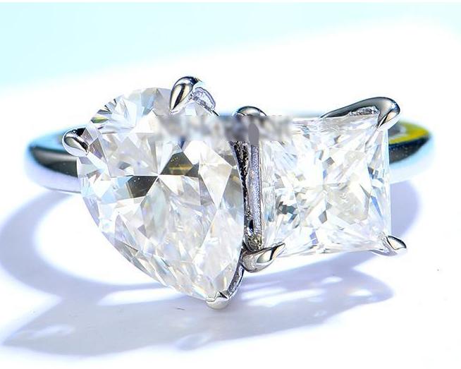 ‘Émily’ 3.2 Carat Pear Princess Toi Et Moi Moissanite Ring 'Émily' 3.2 Carat Pear Princess Toi Et Moi Moissanite Ring