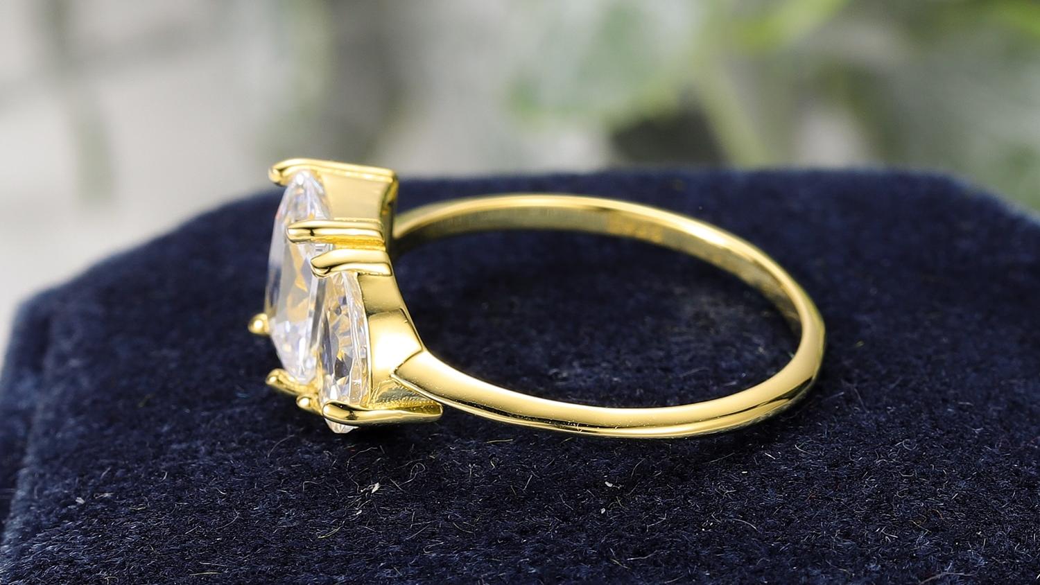 'Peatta' 2.8 Carat Pear Radiant Toi Et Moi Moissanite Ring 'Peatta' 2.8 Carat Pear Emerald Cut Toi Et Moi Moissanite Ring