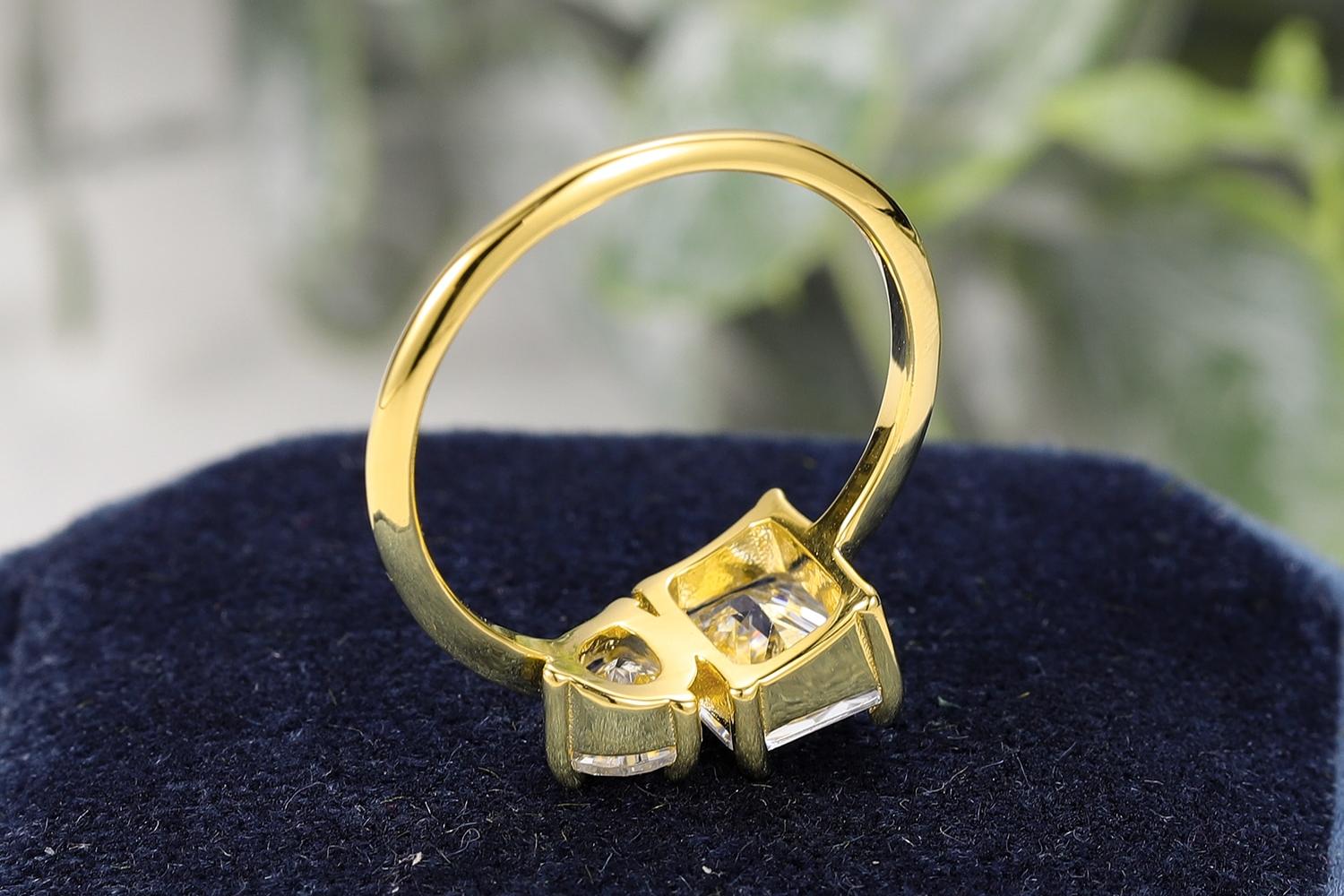 'Peatta' 2.8 Carat Pear Radiant Toi Et Moi Moissanite Ring 'Peatta' 2.8 Carat Pear Emerald Cut Toi Et Moi Moissanite Ring