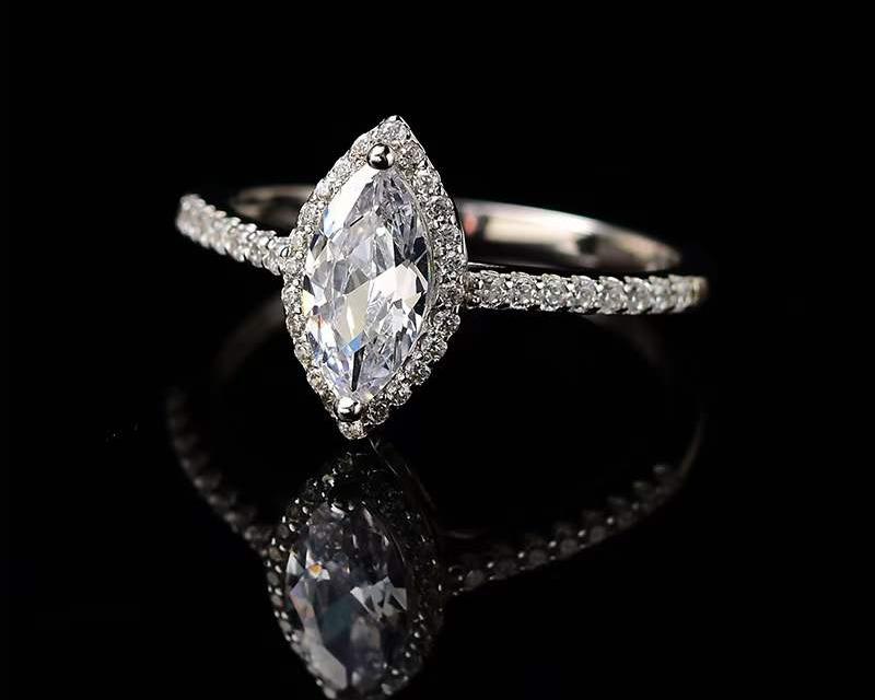 'Marnesha' 1 Or 2 Carat Genuine Moissanite Marquise Halo Ring ...