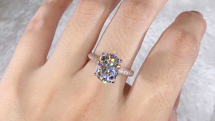 Oval moissanite double hidden halo Ring Oval moissanite double hidden halo Ring