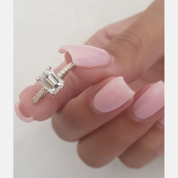 ‘Émabelle’ 1 or 2 Carat Emerald or Radiant Moissanite Solitaire Ring 'Émabelle' 1 or 2 Carat Emerald or Radiant Moissanite Solitaire Ring