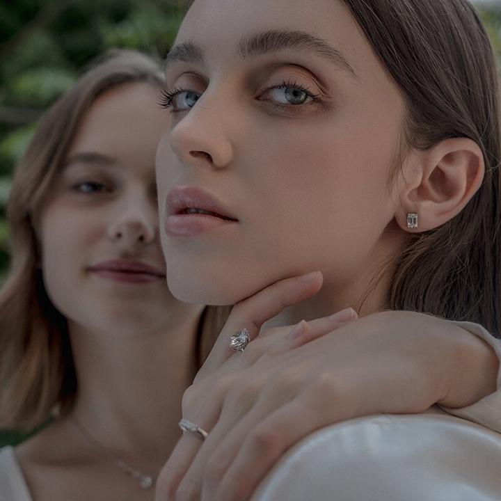 'Emine' 0.5 / 1 Carat Emerald Cut Moissanite Stud Earrings 'Emine' 0.5 / 1 Carat Emerald Cut Moissanite Stud Earrings