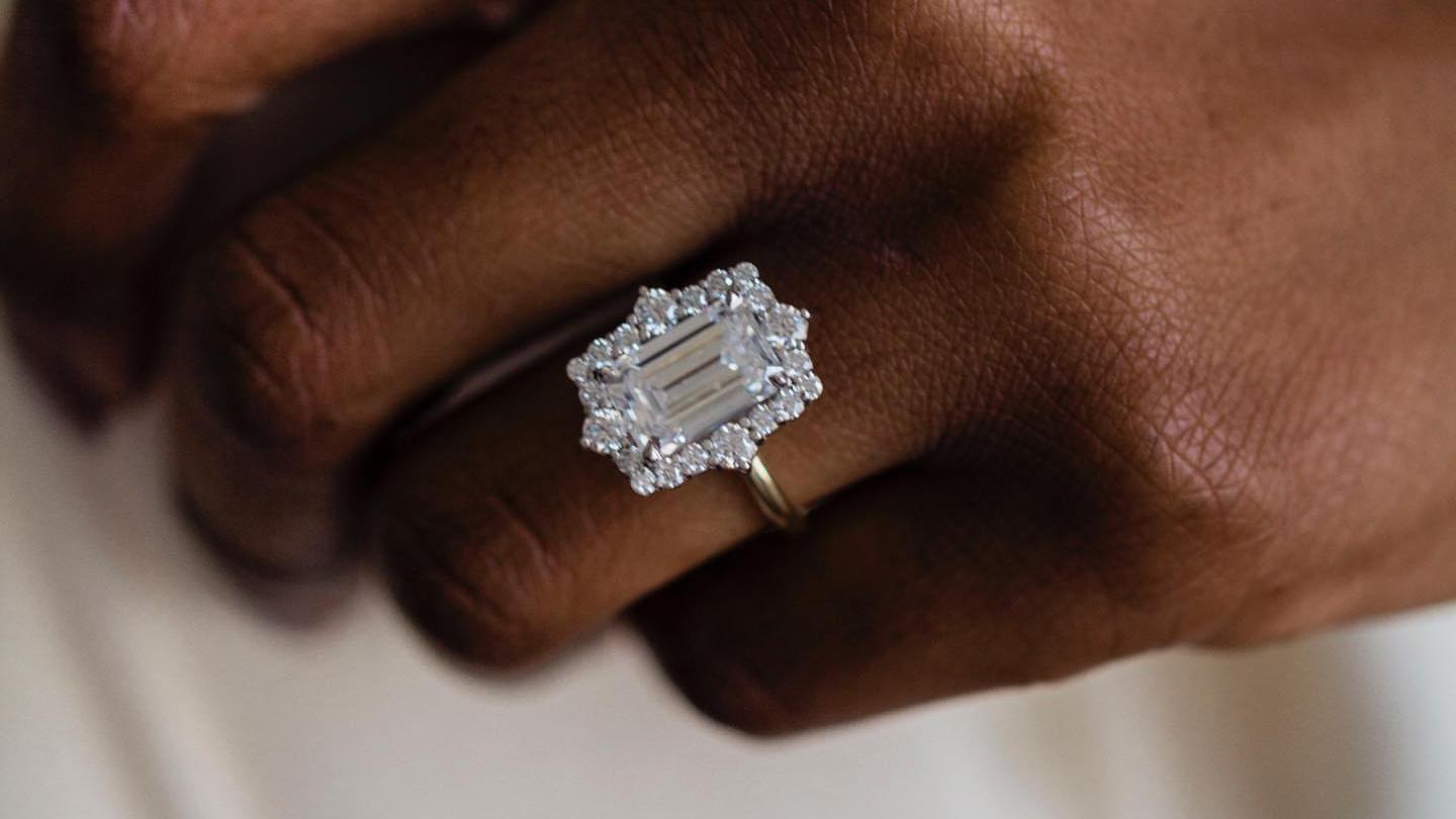 Emerald Cut Moissanite Art Deco