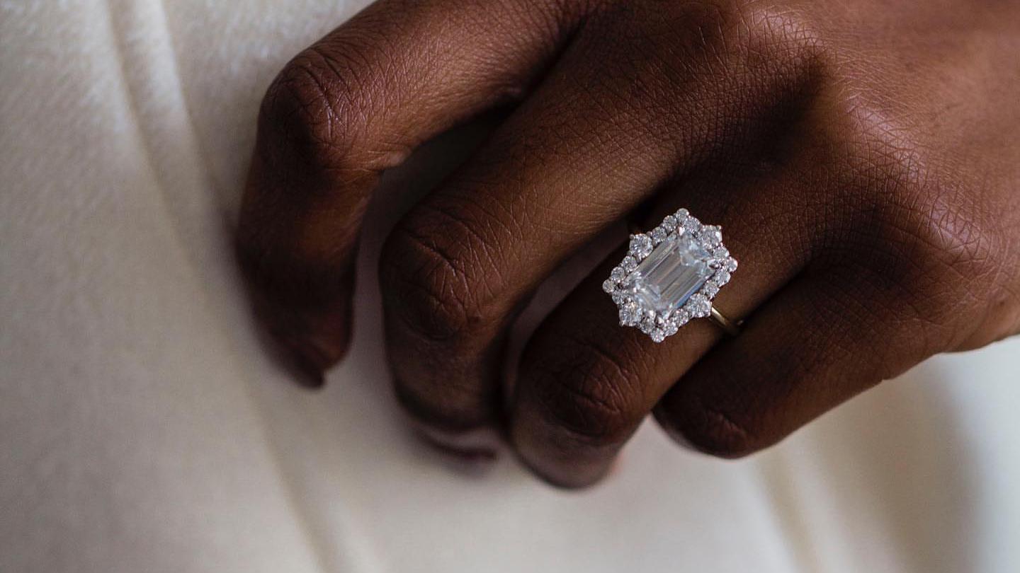 Emerald Cut Moissanite Art Deco