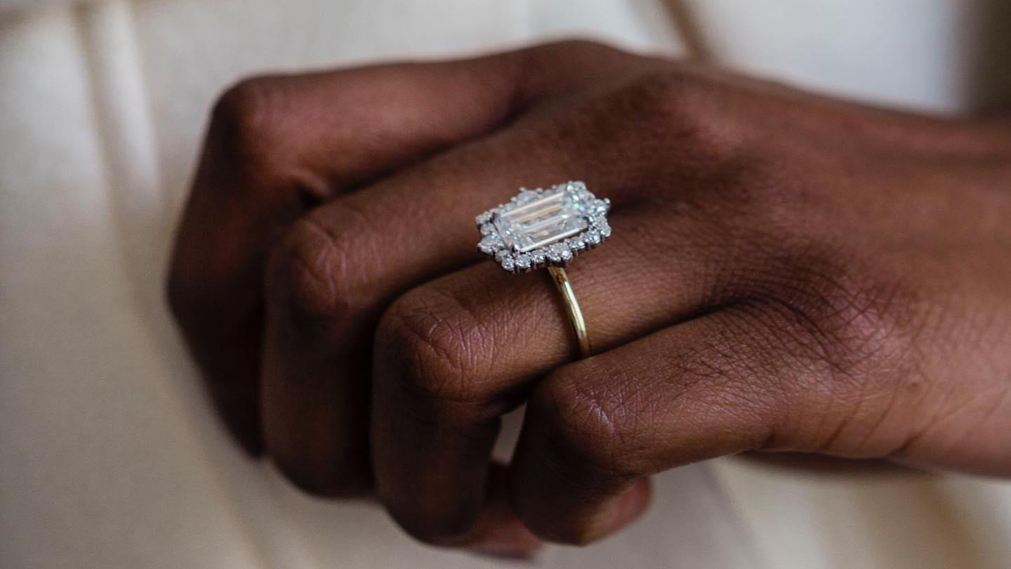 Emerald Cut Moissanite Art Deco